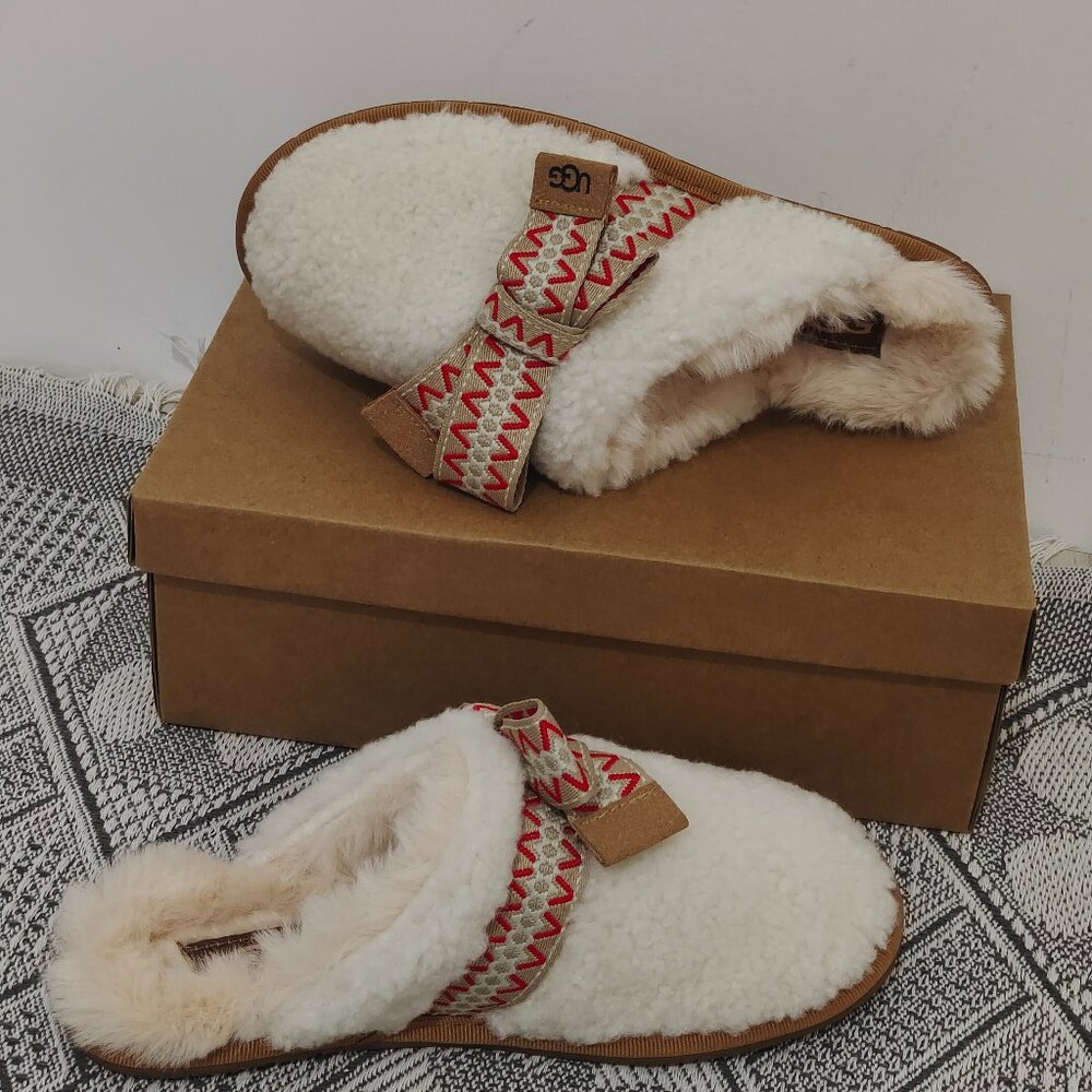 UGG Plush Bow Mule Slippers